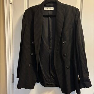 Zara Double-Breasted Black Blazer